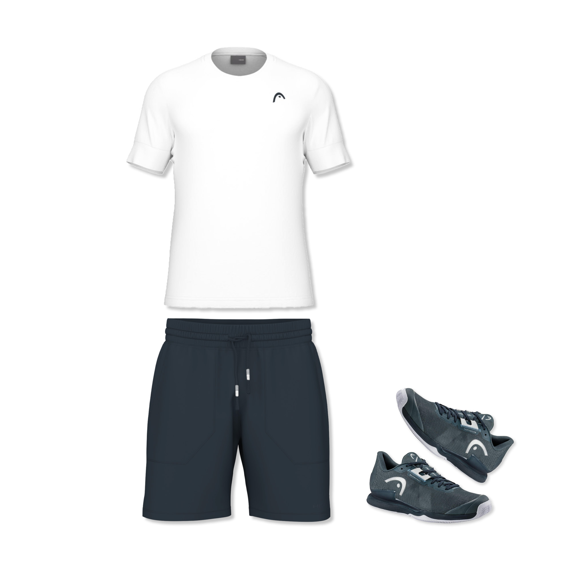 Better Tennis Kombi IV (Hose: dunkelblau | Shirt: weiss) 